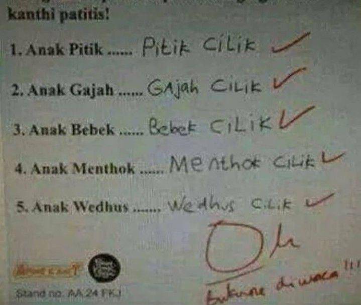 Jawaban nyeleneh siswa (instagram.com/ngakukocak)