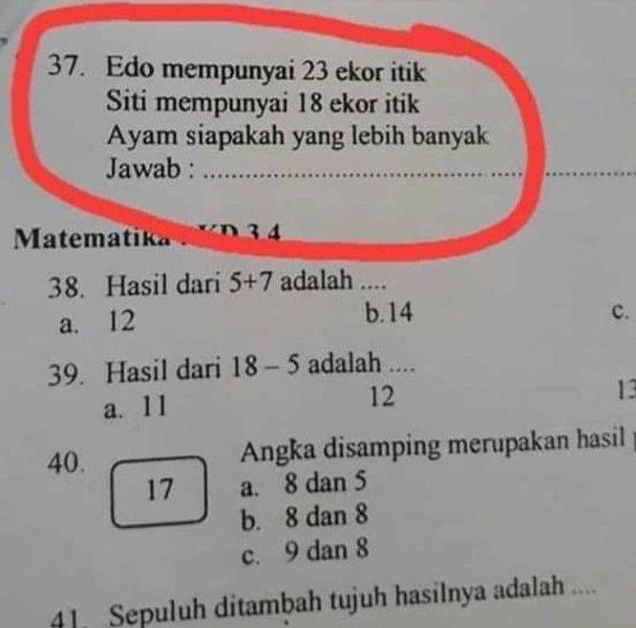 Jawaban nyeleneh siswa (instagram.com/ngakukocak)