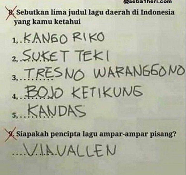 Jawaban nyeleneh siswa (instagram.com/recehan.ku)