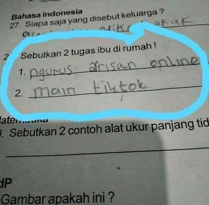 Jawaban nyeleneh siswa (instagram.com/penak_ngakak)