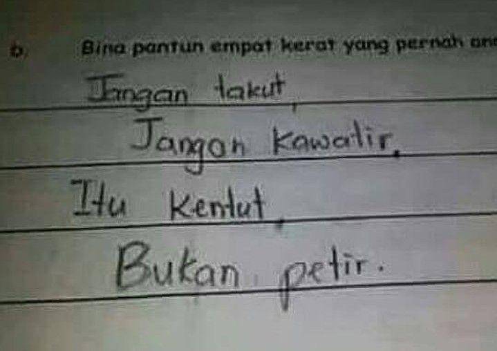 Jawaban nyeleneh siswa (instagram.com/katalucugambar)