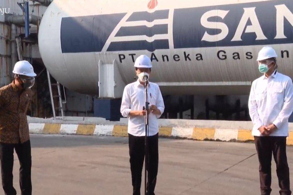 Presiden Jokowi tinjau PT Aneka Gas Industri (Samator). (youtube.com/Sekretariat Presiden)