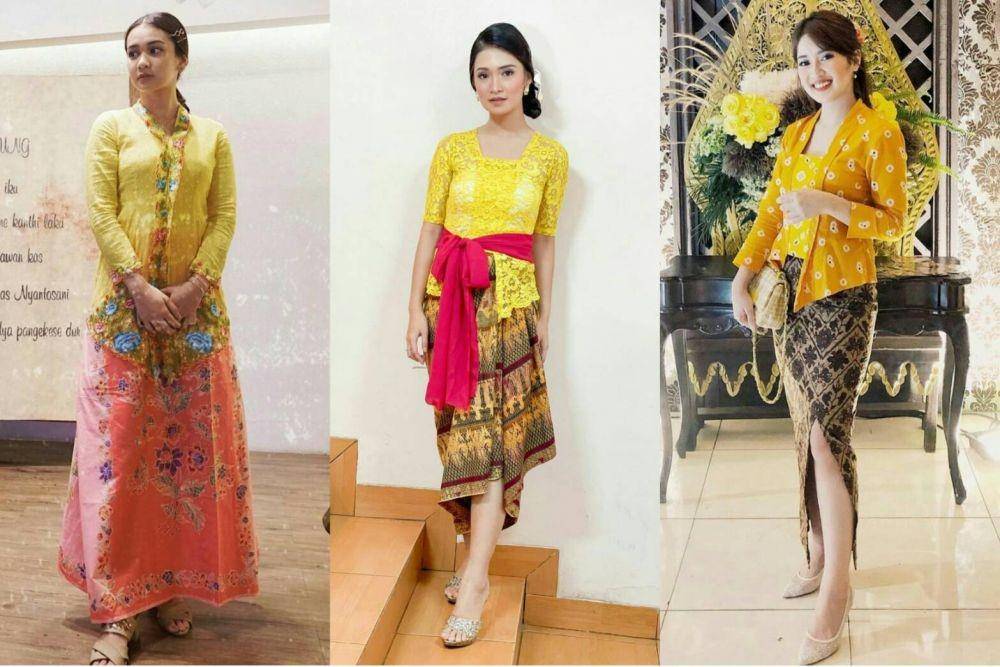 Kebaya kuning (instagram.com/deaaannisa/ | instagram.com/vinessainez/ |instagram.com/rsn.dw/)