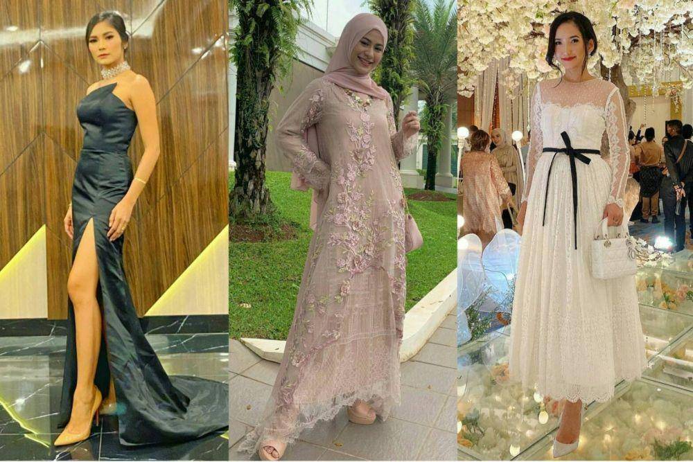 Busana kondangan Pemain Suara Hati Istri (instagram.com/garnetaharuni/ | instagram.com/betariayu22/ |instagram.com/zoravidyanata/)