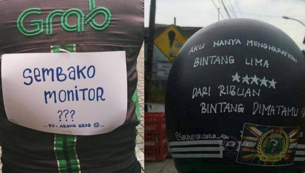 tulisan kocak di helm dan jaket ojol (instagram.com/sukijan | instagram.com/newdramaojol)