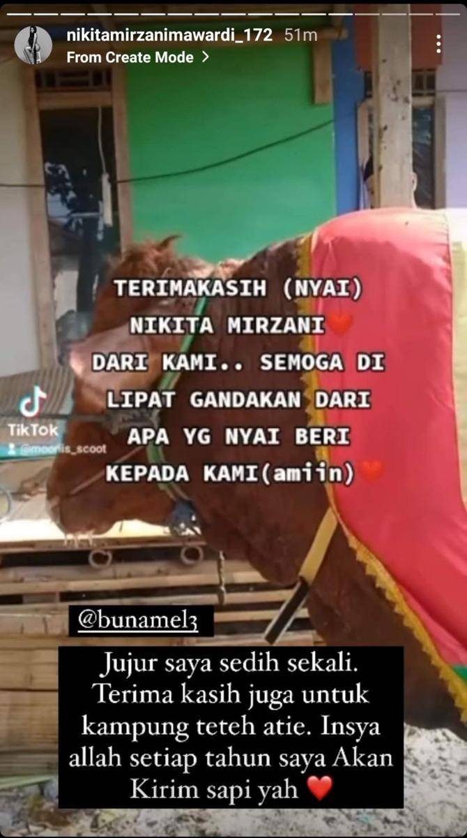 Nikita Mirzani kurban 5 sapi (Instagram.com/nikitamirzanimawardi)