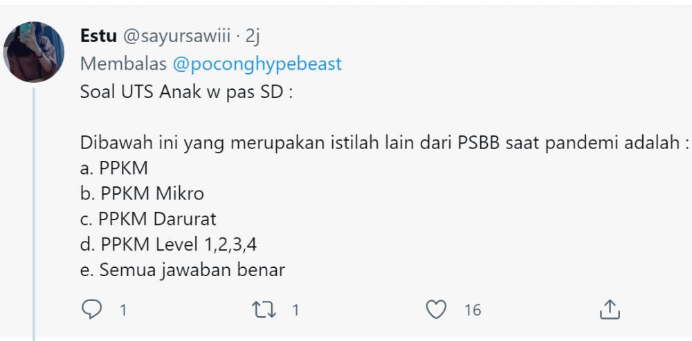 cuitan lucu PPKM (twitter.com/sayursawiii)