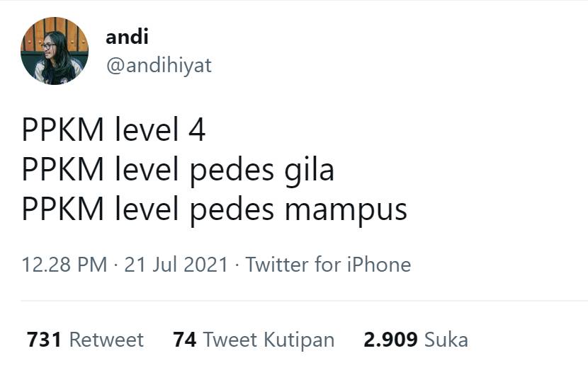 cuitan lucu PPKM (twitter.com/andihiyat)