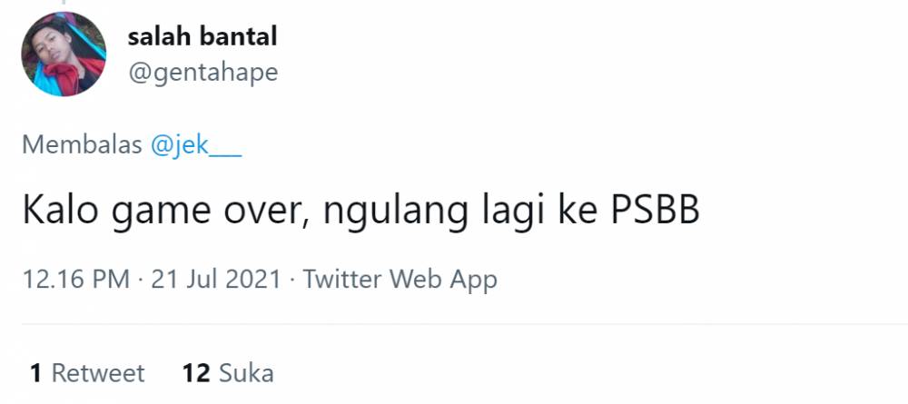 cuitan lucu PPKM (twitter.com/gentahape)