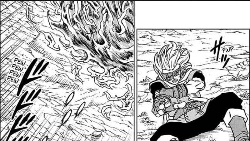 Granolah mencoba menyerang Vegeta yang sedang transformasi. mangaplus.shueisha.co.jp/Dragon Ball Super