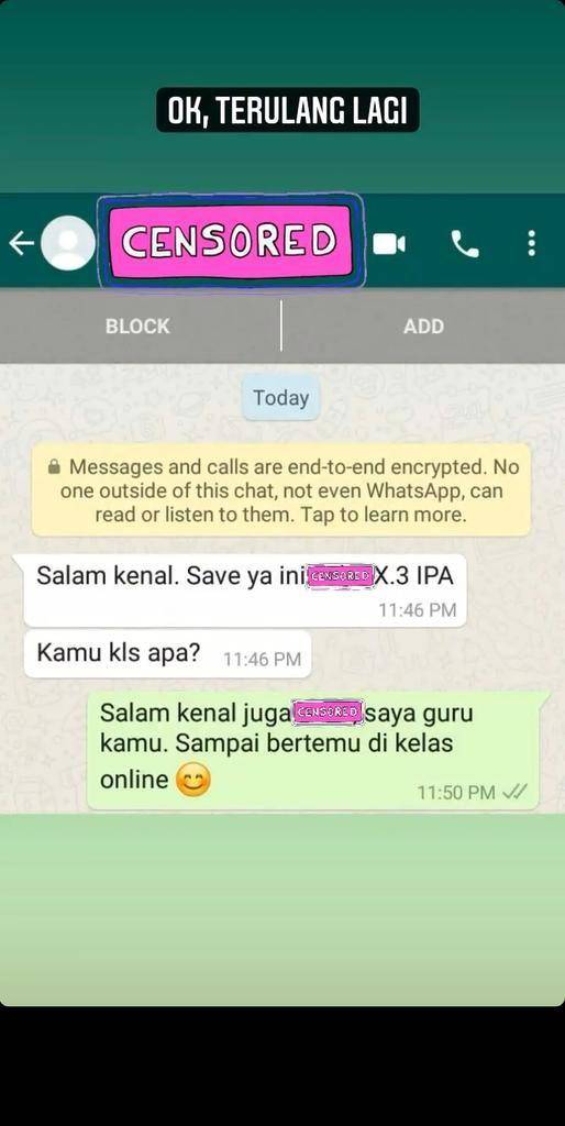 chat siswa kocak (twitter.com/Trythalizeeeee)