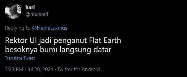 Cuitan kesaktian Rektor UI di Twitter (Twitter.com/hhaaarii)