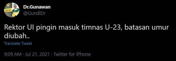 Cuitan kesaktian Rektor UI di Twitter (Twitter.com/GundiDr)