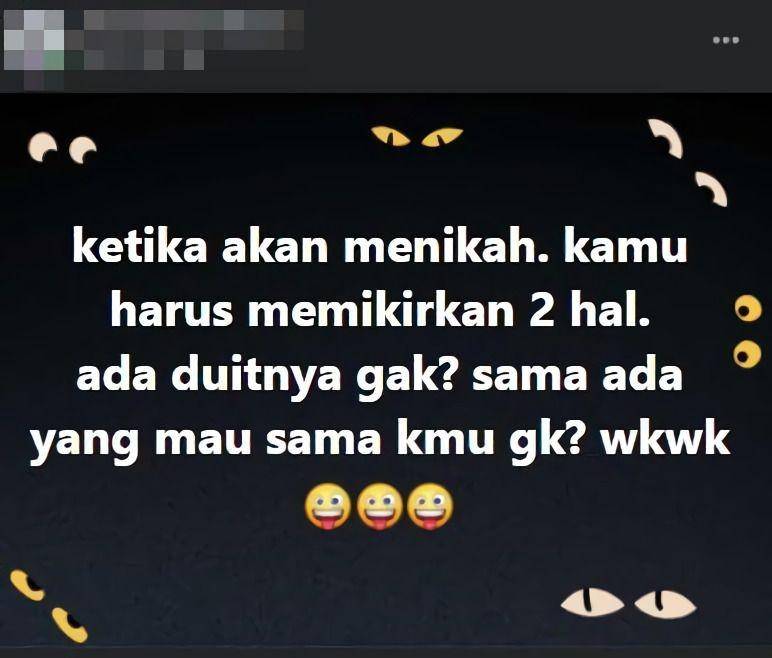 status Facebook tentang pernikahan (instagram.com/memengakakkocak123)