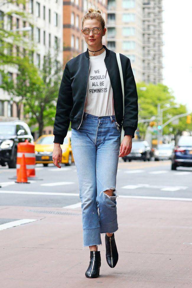 Outfit Denim Karlie Kloss (capricho.abril.com.br)