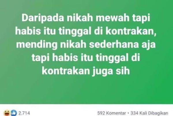 status Facebook tentang pernikahan (instagram.com/recehtapiviral)