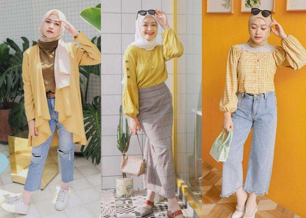 8 Ide Mix and Match Outfit Hijab Warna Kuning, Trendi dan Chic