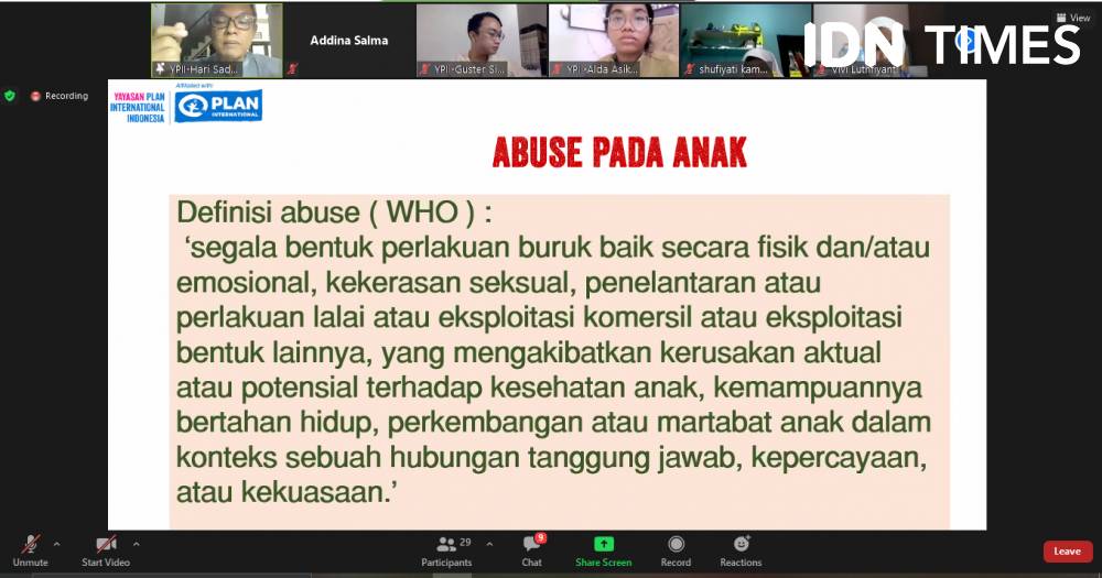 'Workshop untuk Guru: Mengenal Kekerasan Berbasis Gender & No! Go! Tell! di Sekolah' yang dilaksanakan pada Jumat (23/7/2021) (IDNTimes/Dina Fadillah Salma)