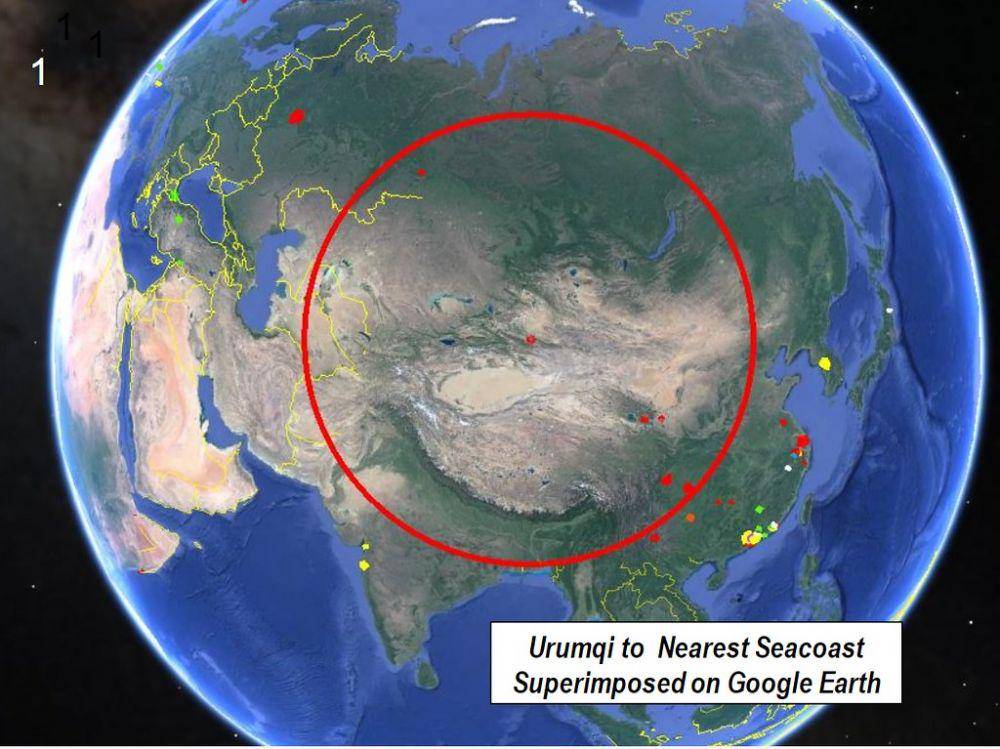 citra satelit Kota Urumqi (newgeography.com/Wendell Cox)