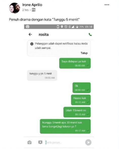 alasan ojek online lama (instagram.com/lambeonlen)