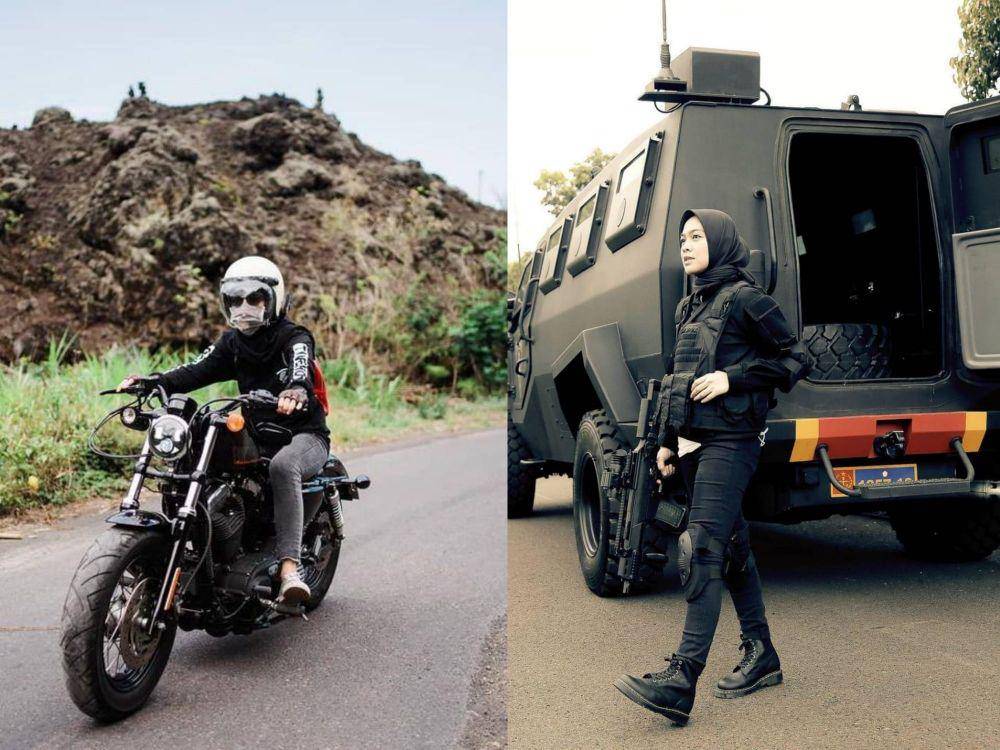 Dian Ayu Lestari kendarai moge dan berlatih menembak. (instagram.com/dianayulestari)