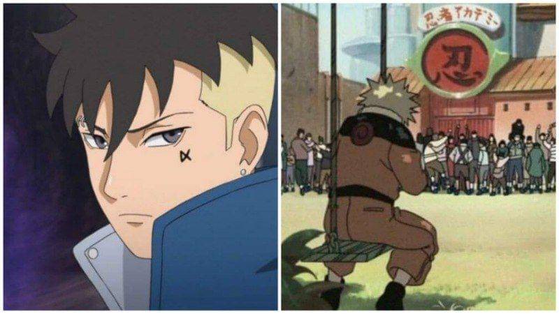Kawaki (kiri) punya masa lalu yang seburuk Naruto kecil (kanan). Dok. Studio Pierrot