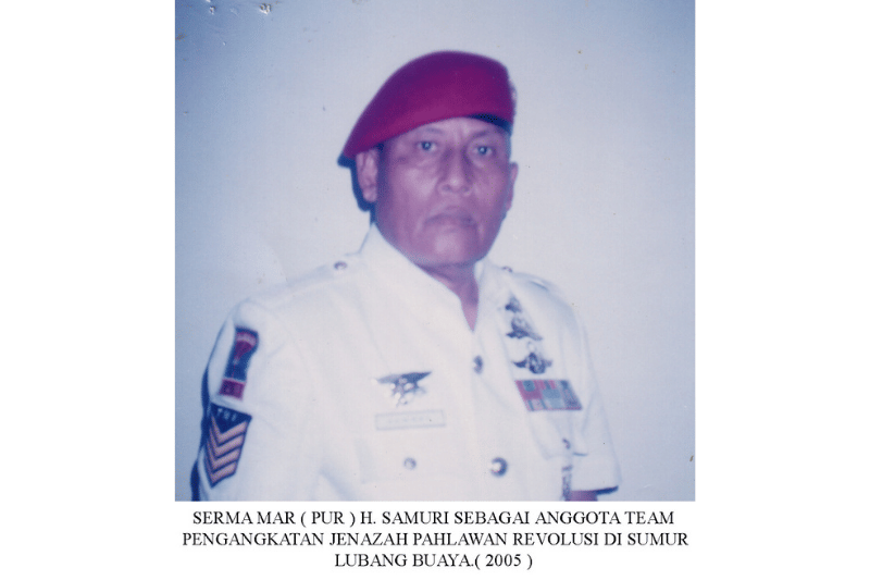 Serma KKO (Purnawirawan) H. Samuri, salah satu pelaku sejarah yang terlibat dalam peristiwa Pengangkaan Jenazah Korban G-30-S/PKI di Lubang Buaya, meninggal dunia. (dok. Dispen Kormar)