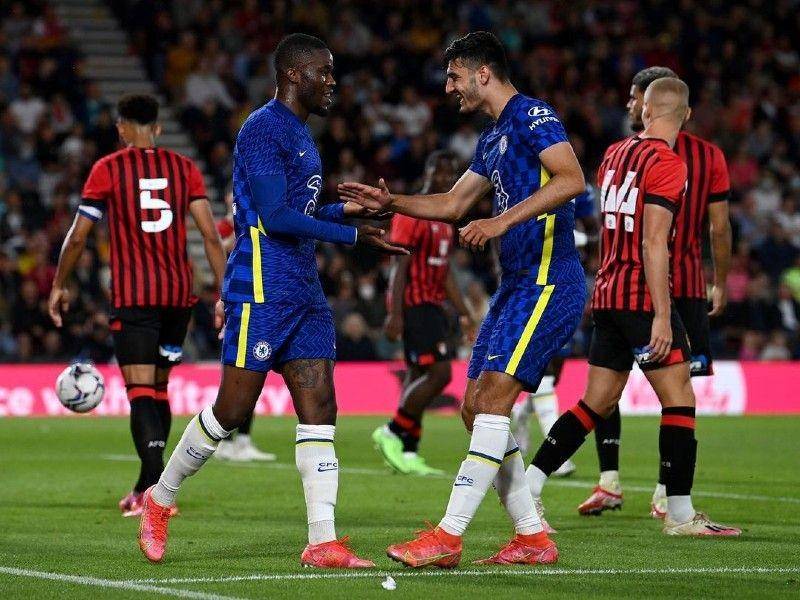 Para pemain Chelsea merayakan gol ke gawang AFC Bournemouth / Instagram @chelseafc