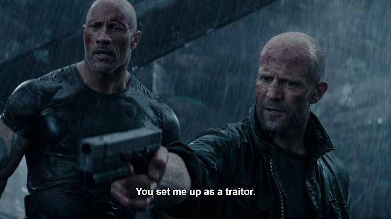 Luke Hobbs dan Deckard Shaw di Hobbs and Shaw. Dok. Universal Pictures