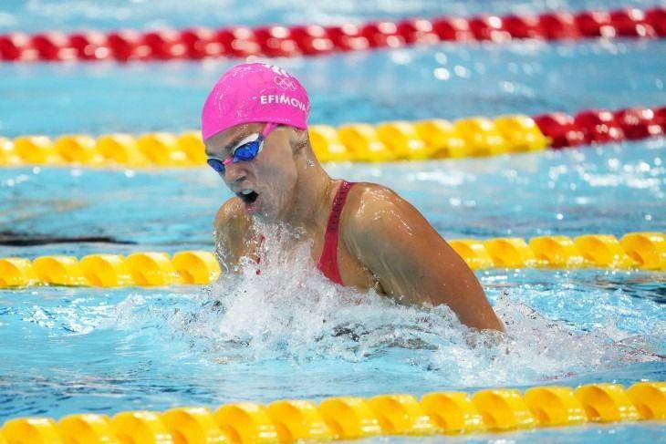 Atlet renang Rusia Yulia Efimova saat bertanding di nomor 100m gaya dada putri Olimpiade Tokyo 2020 di Tokyo Aquatics Centre (ANTARA)