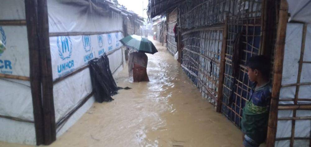 Banjir di kamp pengungsian Rohingya, Bangladesh. (Twitter.com/UNHCR in Bangladesh)