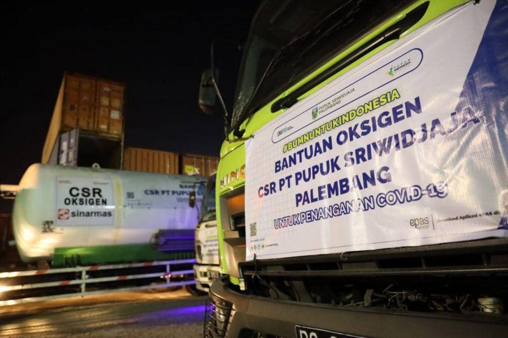 Penyaluran oksigen dari perusahaan di Sumsel untuk daerah lain di Indonesia (IDN Times/Pemprov Sumsel)