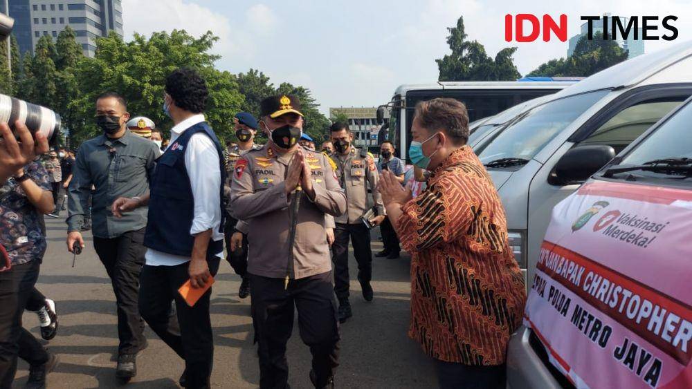 Polda Metro gelar program Vaksinasi Merdeka menyambut HUT ke-76 Kemerdekaan Republik Indonesia. (IDN Times/Irfan Fathurohman)