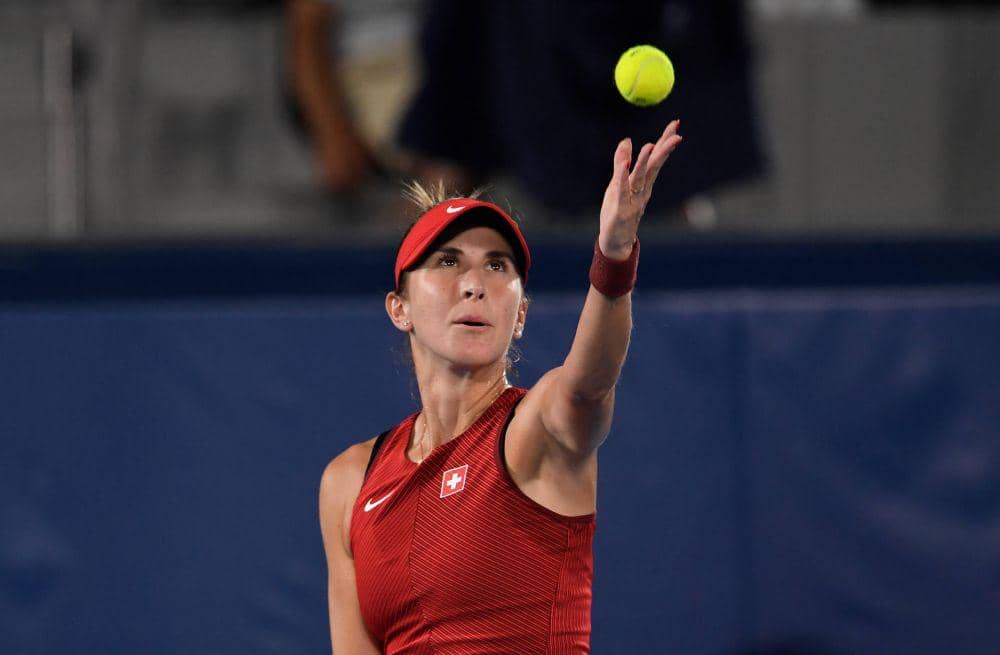 Belinda Bencic pada partai final tunggal putri Olimpiade Tokyo (twitter.com/ITFTennis)