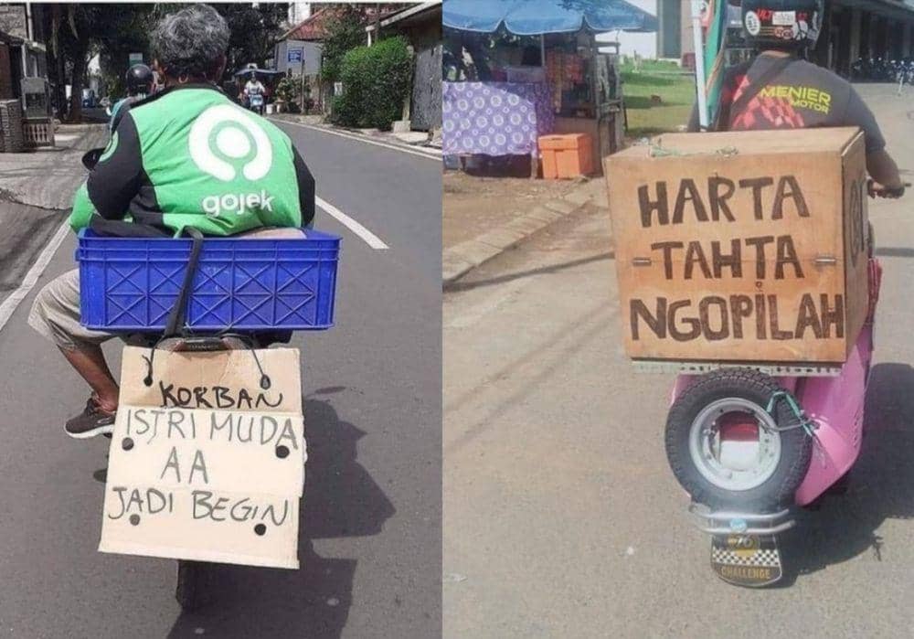 Kocak Abis, 11 Tulisan Lucu di Belakang Motor Ini Bikin Salah Fokus