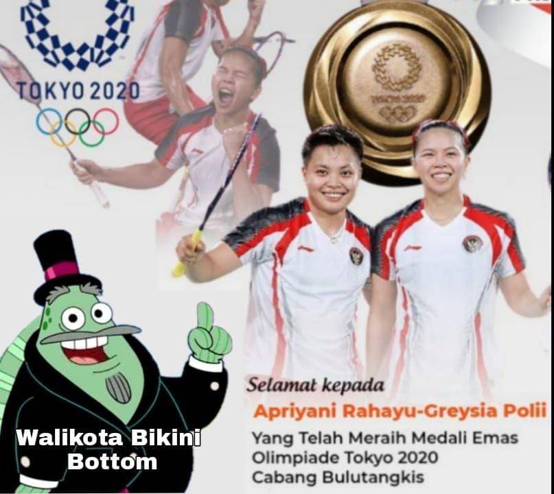 Poster ucapan selamat untuk Greysia dan Apriyani (witter.com/herbidz)