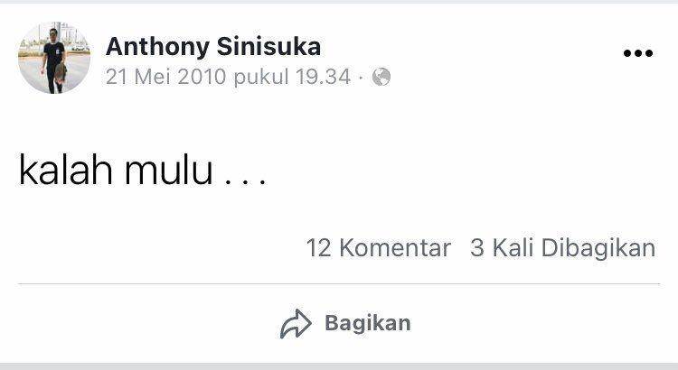 Status FB lawas Anthony Ginting (Facebook.com/anthony.sinisuka)