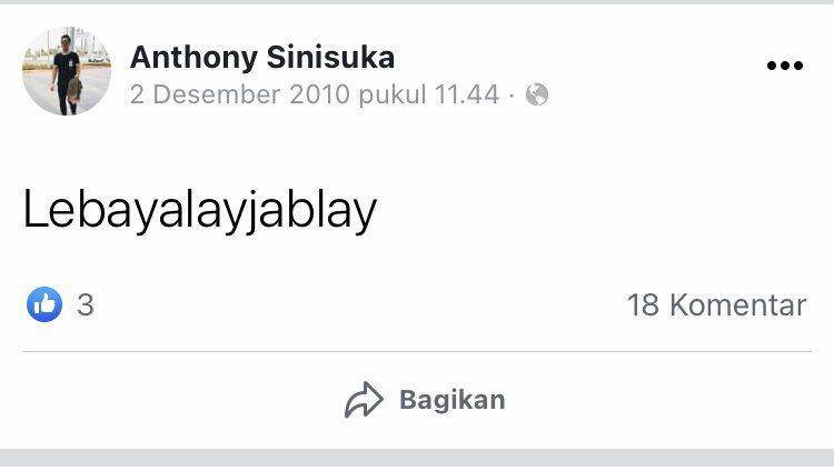 Status FB lawas Anthony Ginting (Facebook.com/anthony.sinisuka)