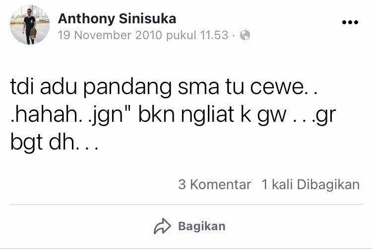 Status FB lawas Anthony Ginting (Facebook.com/anthony.sinisuka)
