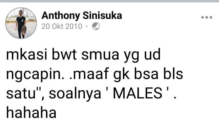 Status FB lawas Anthony Ginting (Facebook.com/anthony.sinisuka)