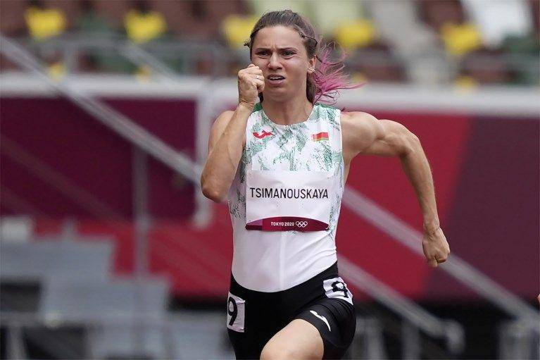 Krystsina Tsimanouskaya saat bertanding di nomor lari 100 meter (newswep.com)