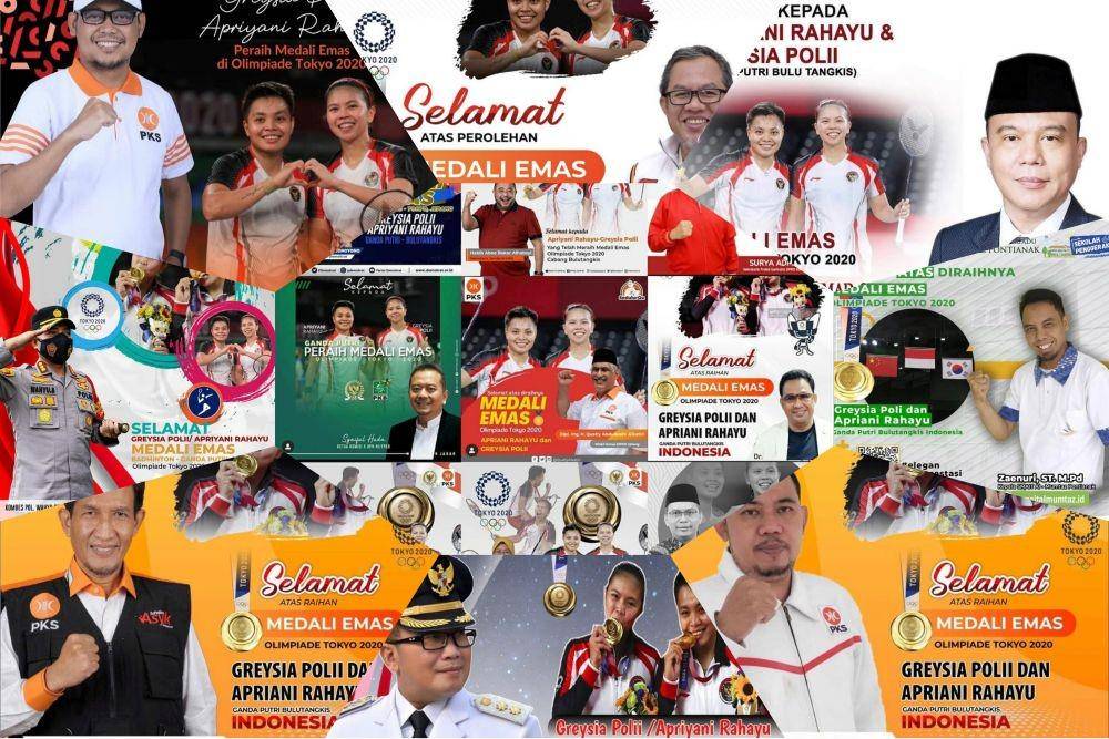 Kolase ucapan para politikus atas kemenangan Greysia Polii dan Apriyani Rahayu di ajang Olimpaide 2020 (www.twitter.com/@boubo_)