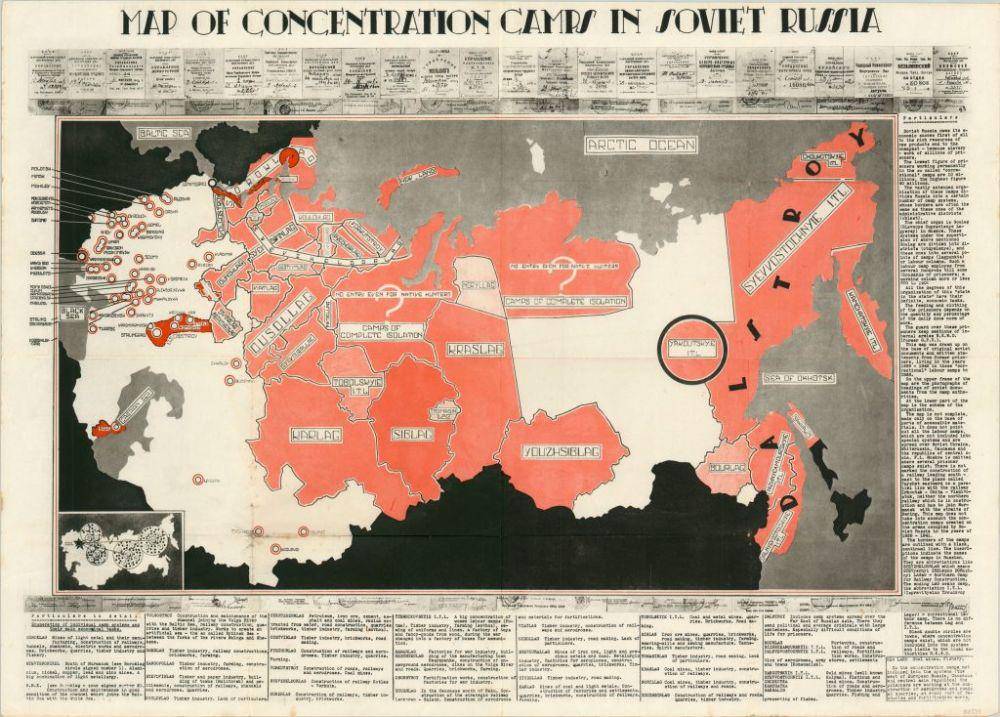 Peta kamp konsentrasi sistem gulag di Soviet. (bostonraremaps.com)