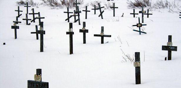 Pemakaman para korban Gulag di Vorkuta, di Far North Rusia. (theatlantic.com/Tom Balmforth)