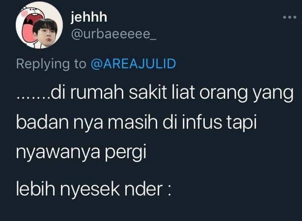tweet orang indra keenam (twitter.com/urbaeeeee_)
