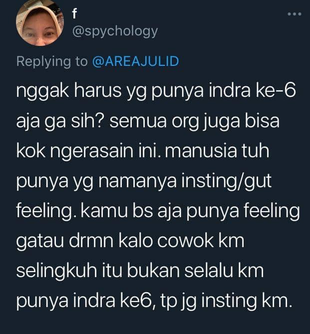 tweet orang indra keenam (twitter.com/spychology)