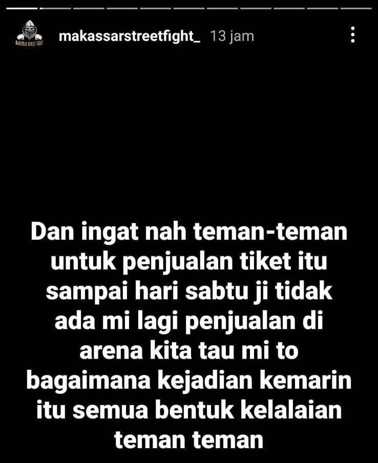 Tangkapan layar, akun tarung bebas jalanan Makassar/Istimewa