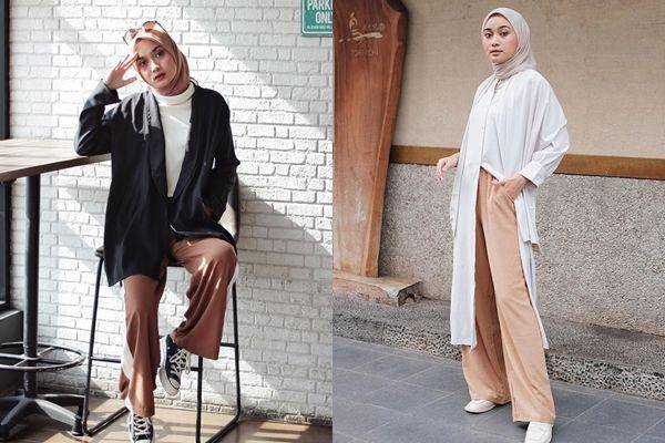 kolase potret outfit wide leg pants ala Alifia Diannisa (instagram.com/alfdns)