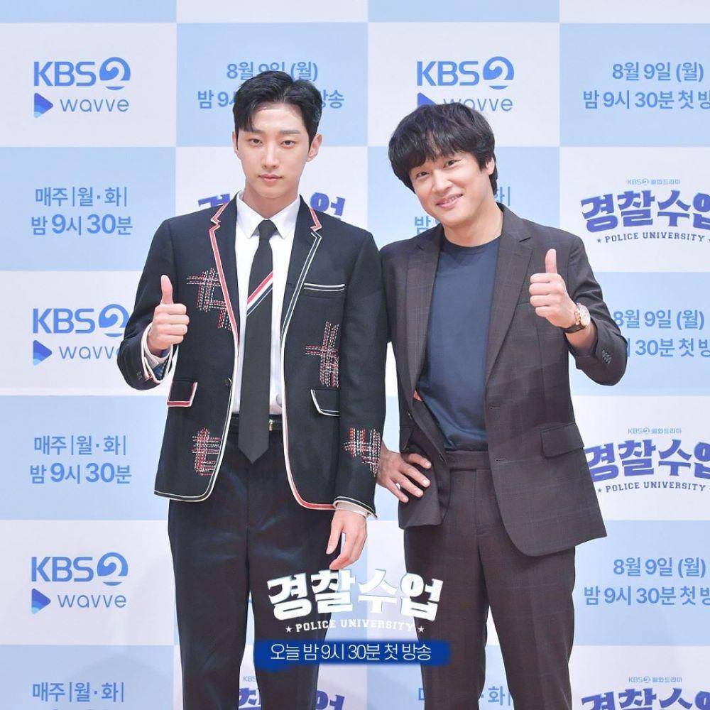 Jung Jin Young dan Cha Tae Hyun saat konferensi pers drama Police University (instagram.com/kbsdrama)