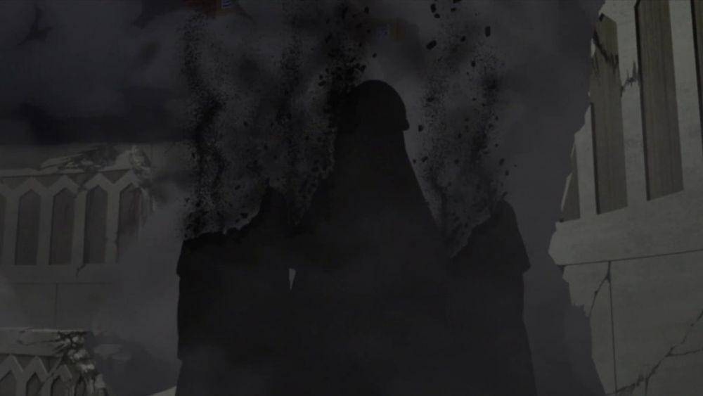 mayat anggota sekte Boro yang hangus dipanggang Delta. Studio Pierrot/Boruto